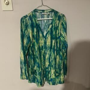 Blue and green tie dye cardigan